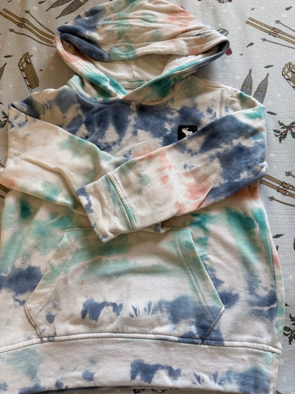 Abercrombie & Fitch Kids Tie-Dye Pullover Hoodie in Blue, Teal, Pink